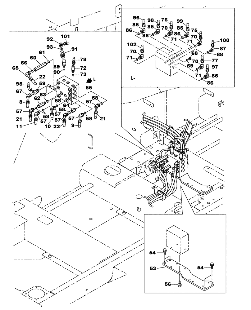 Схема запчастей Case CX470C - (08-031-01[01]) - HYDRAULIC CIRCUIT - TRAVEL PILOT - STD (07) - HYDRAULIC SYSTEM