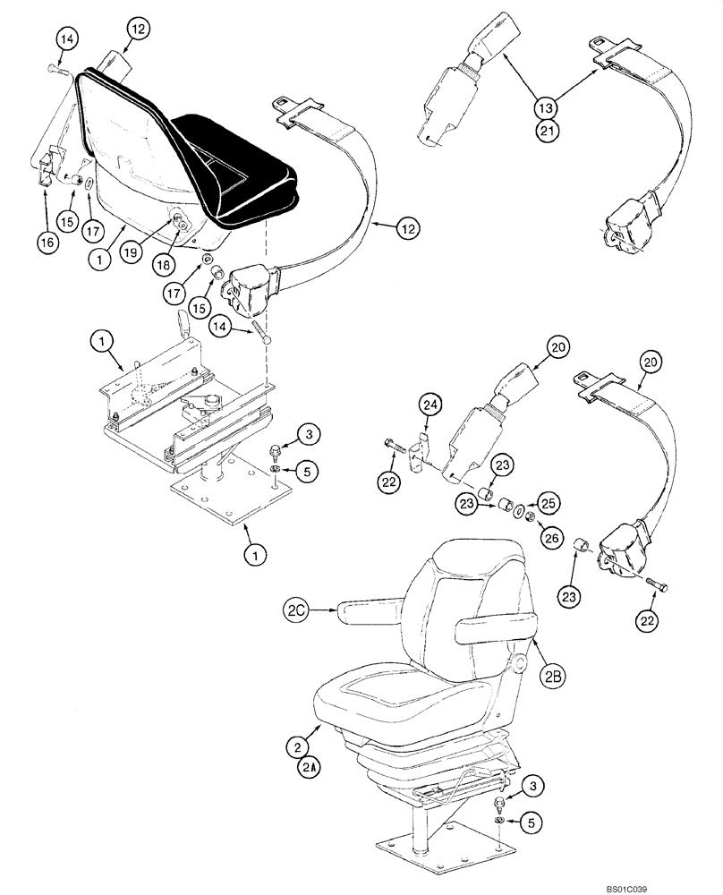 Схема запчастей Case 570MXT - (09-32) - SEAT - MOUNTING (MILSCO) (09) - CHASSIS/ATTACHMENTS