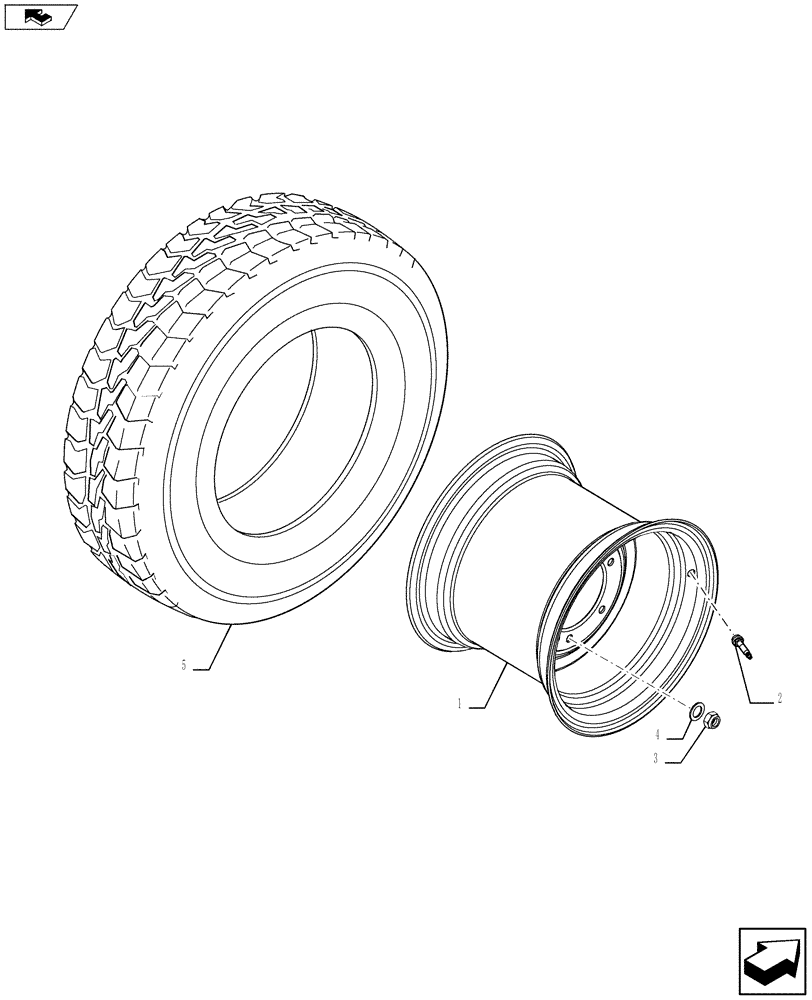 Схема запчастей Case 590SN - (44.511.0301) - VAR - 9200012 - WHEELS, FRONT - TIRES - 4WD (44) - WHEELS