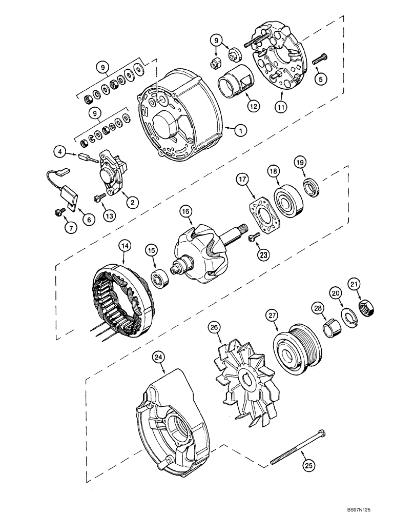 Схема запчастей Case 580SM - (04-02) - ALTERNATOR (04) - ELECTRICAL SYSTEMS