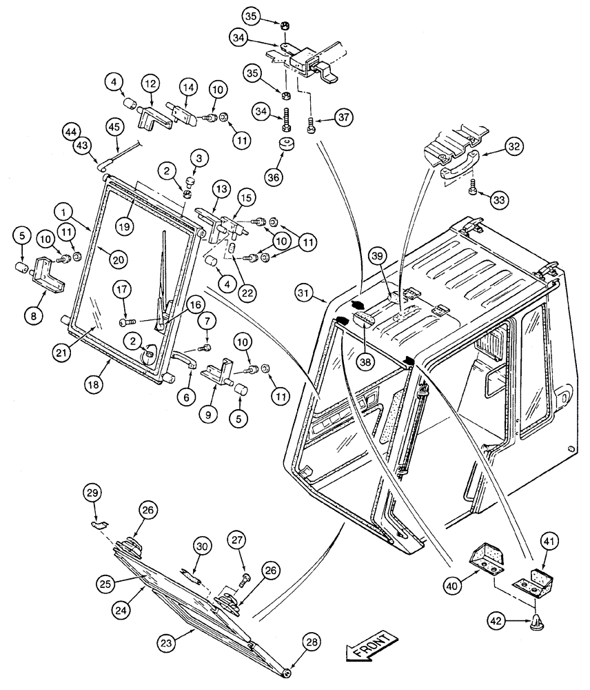 Схема запчастей Case 9020 - (9-40) - CAB WINDSHIELD, LOWER FRONT WINDOW AND OVERHEAD DOOR (09) - CHASSIS