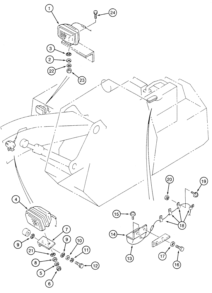 Схема запчастей Case 9050 - (4-20) - WORK LAMPS AND WIRING (04) - ELECTRICAL SYSTEMS