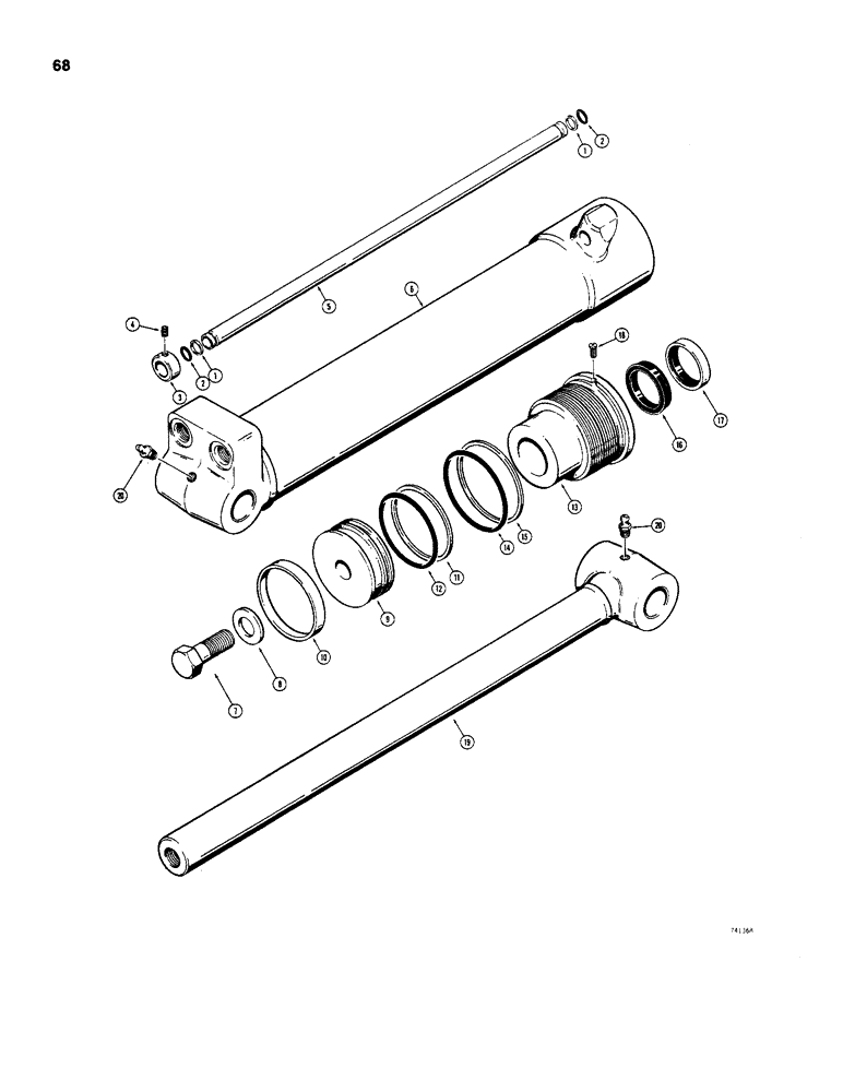 Схема запчастей Case D130 - (7-068) - G34186 BOOM, DIPPER ARM AND BUCKET CYLINDER, HAS THREADED GLAND 