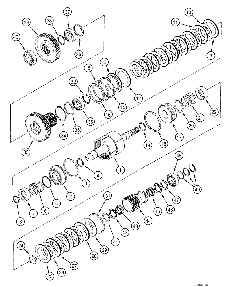 Схема запчастей Case 590SM - (06-29) - TRANSMISSION ASSY, POWERSHIFT - CLUTCH, FORWARD DRIVE (06) - POWER TRAIN