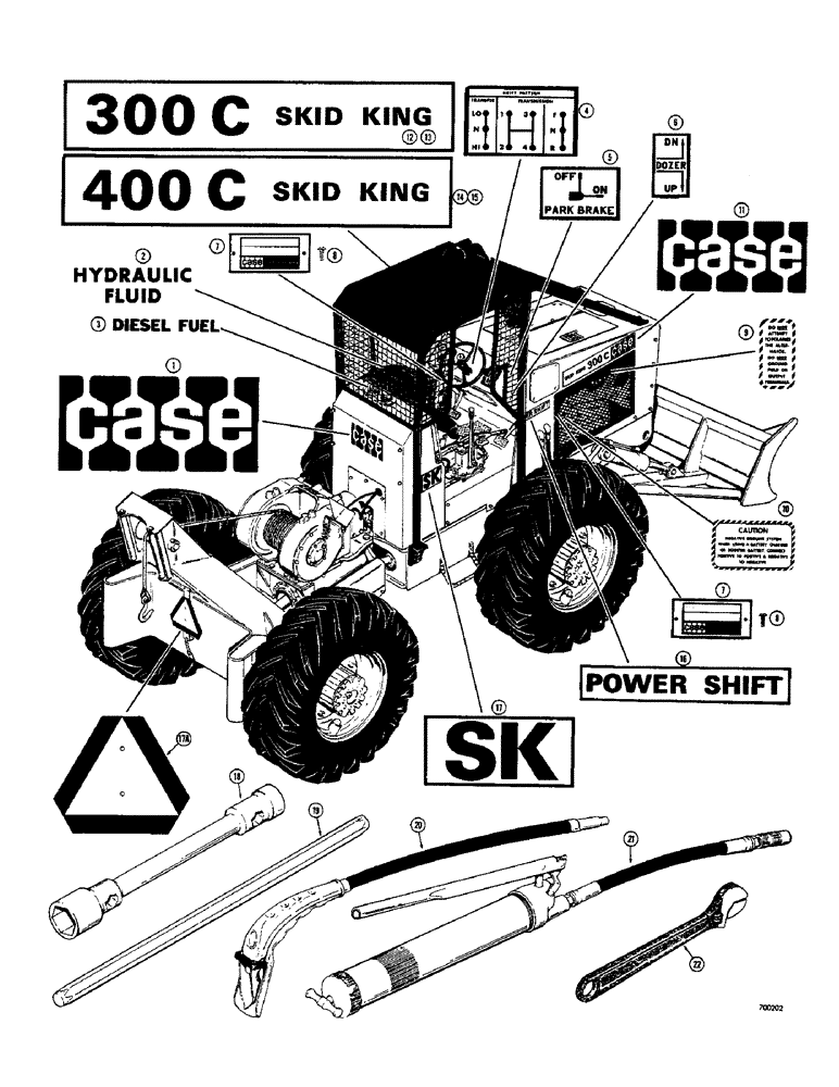 Схема запчастей Case 400C - (248) - IDENTIFICATION PLATES, DECALS AND TOOLS, IDENTIFICATION PLATES AND DECALS (09) - CHASSIS