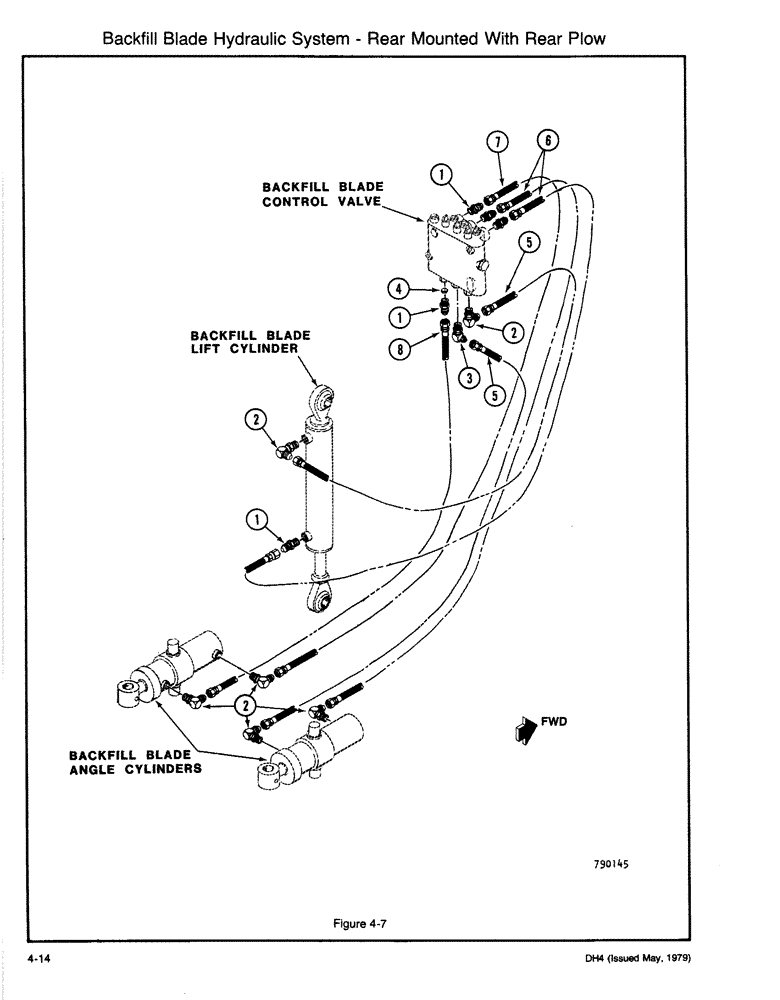 Схема запчастей Case DH4 - (4-14) - BACKFILL BLADE HYDRAULIC SYSTEM - REAR MOUNTED WITH REAR PLOW (35) - HYDRAULIC SYSTEMS