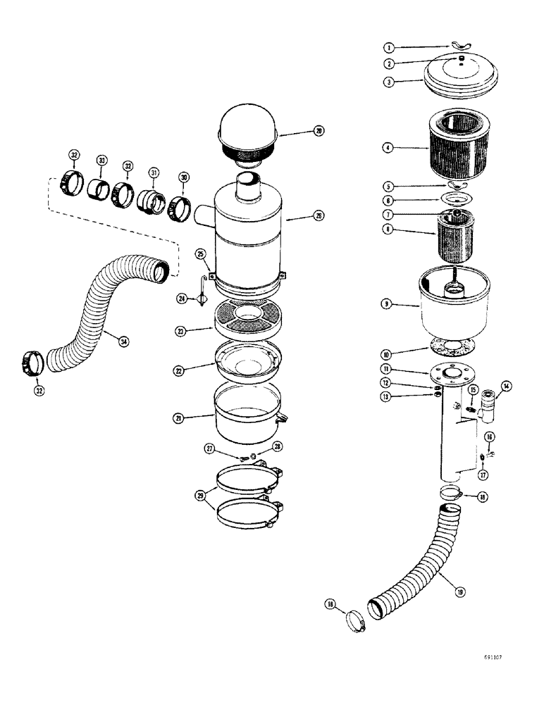 Схема запчастей Case W9B - (015A) - DRY TYPE AIR CLEANER, DIESEL ENGINE (02) - ENGINE