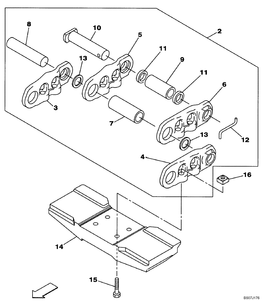 Схема запчастей Case CX130B - (05-11) - TRACK CHAINS, 500 MM, SEAL - RUBBER (11) - TRACKS/STEERING