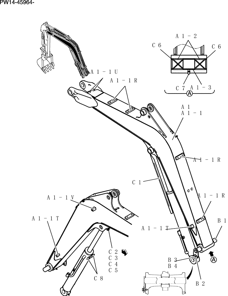 Схема запчастей Case CX31B - (450-01[1Z82]) - BOOM ASSMBLY, STD 2.3M (58) - ATTACHMENTS/HEADERS