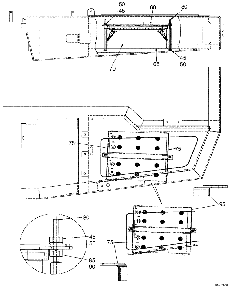 Схема запчастей Case 330 - (62A00020560[02]) - BATTERY BOX INSTALLATION (13) - Electrical System / Decals