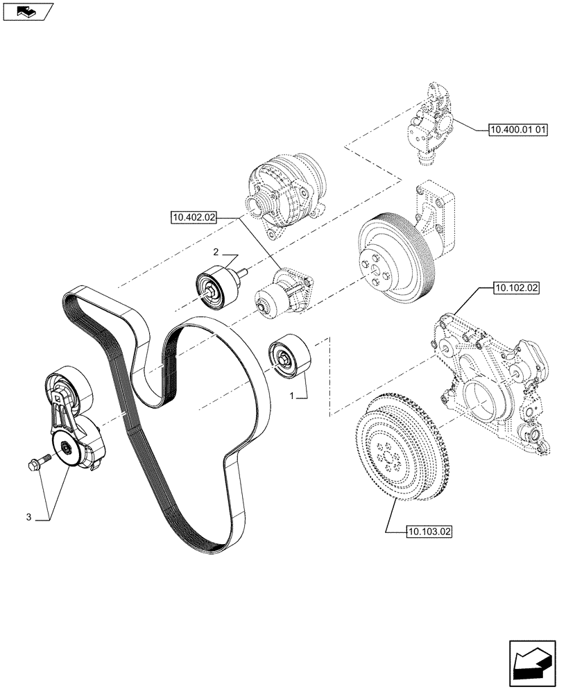 Схема запчастей Case F4HFA613A E002 - (10.402.03) - WATER PUMP - CONTROL (2855249) (10) - ENGINE