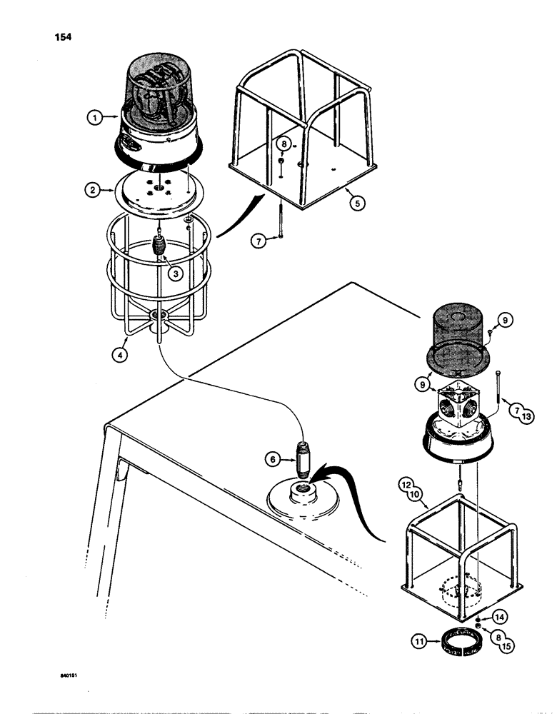 Схема запчастей Case W24C - (154) - ROTATING BEACON, USED ON MODELS WITH CAB (04) - ELECTRICAL SYSTEMS