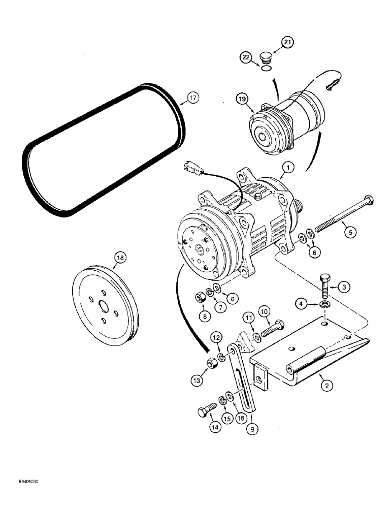 Схема запчастей Case 821B - (9-090) - AIR CONDITIONING COMPRESSOR MOUNTING (09) - CHASSIS/ATTACHMENTS