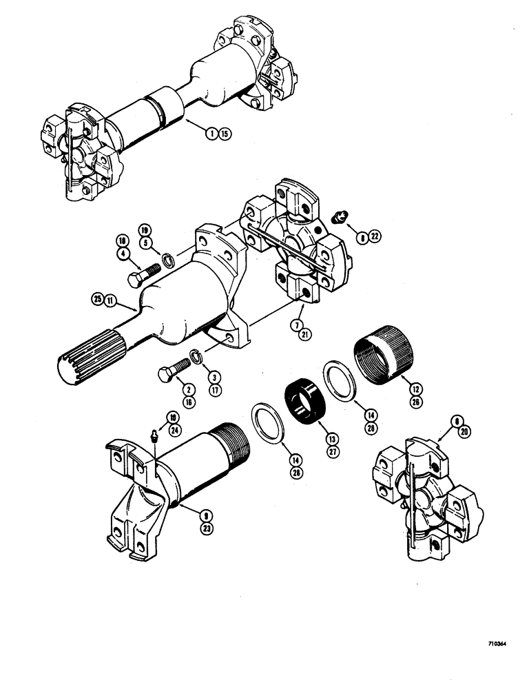 Схема запчастей Case W20 - (140) - L47132 FRONT AXLE DRIVE SHAFT (TRANSMISSION END), L47133 REAR AXLE DRIVE SHAFT (06) - POWER TRAIN