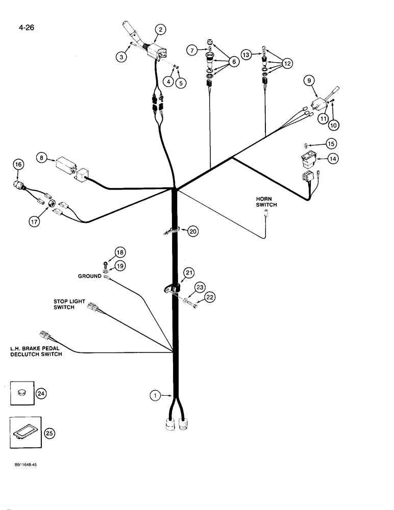 Схема запчастей Case 721 - (4-26) - HARNESS - PEDESTAL, *P.I.N. JAK0022758 AND AFTER (04) - ELECTRICAL SYSTEMS