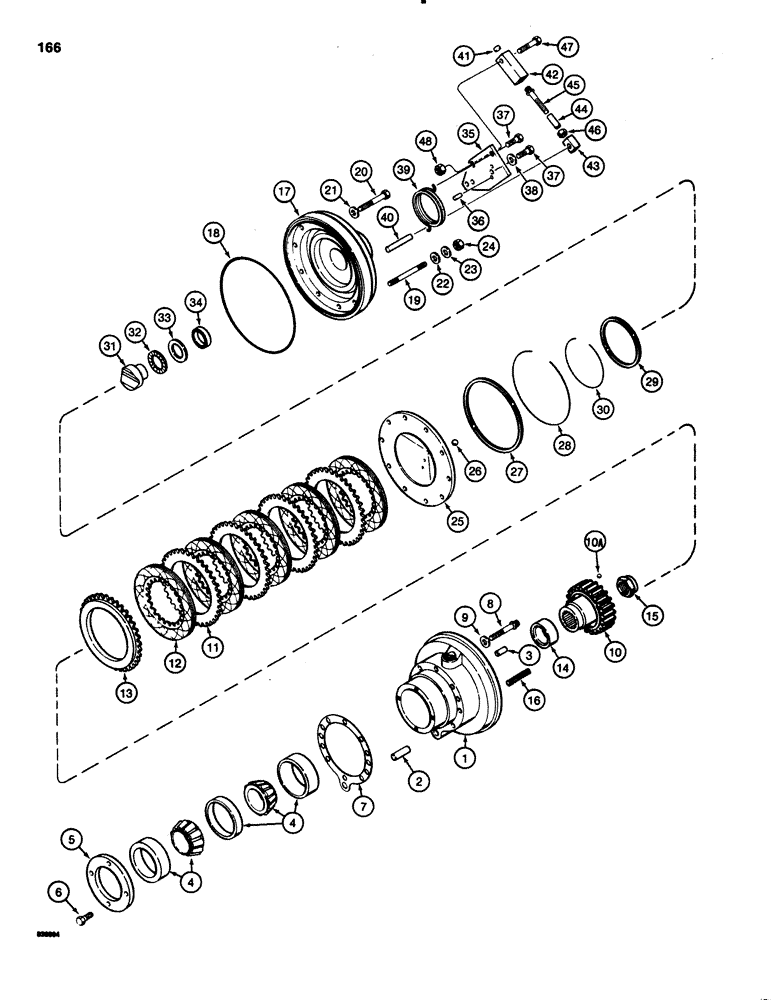 Схема запчастей Case 1150C - (166) - TRANSMISSION BRAKES (06) - POWER TRAIN