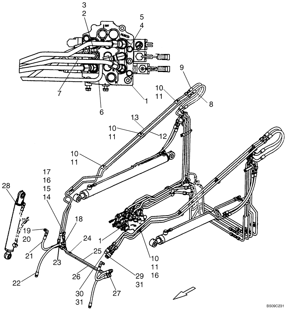 Схема запчастей Case 430 - (08-01) - HYDRAULICS - TILT (08) - HYDRAULICS