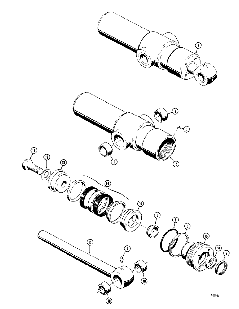 Схема запчастей Case 310G - (241A) - G32480 RIPPER CYLINDER, USES PRESS IN OUTER ROD WIPER (07) - HYDRAULIC SYSTEM