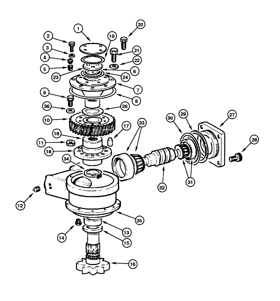 Схема запчастей Case 865 - (08.20[00]) - CIRCLE HYDRAULIC CIRCUIT - TURN-CIRCLE REDUCER (08) - HYDRAULICS