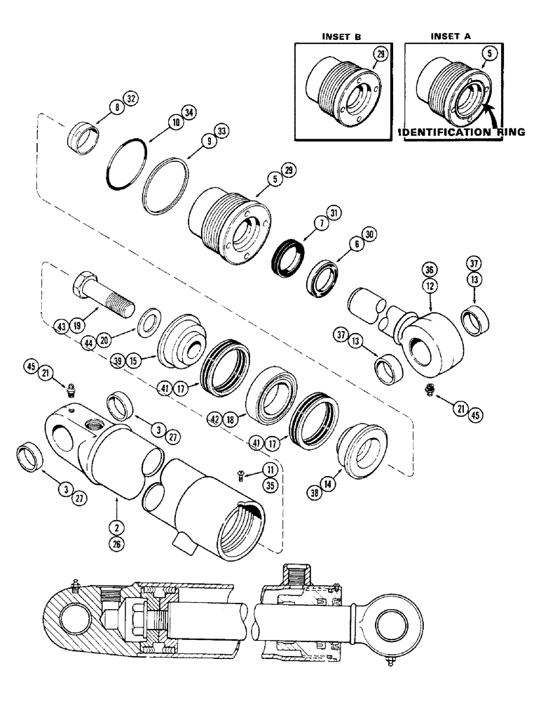 Схема запчастей Case 33 - (276) - G33798&G33799 LOADER CLAM CYL,3"DIA CYL W/9"STROKE W/GLAND ID RING USE W/D51347&D54087 4-IN-1 BUCKET 