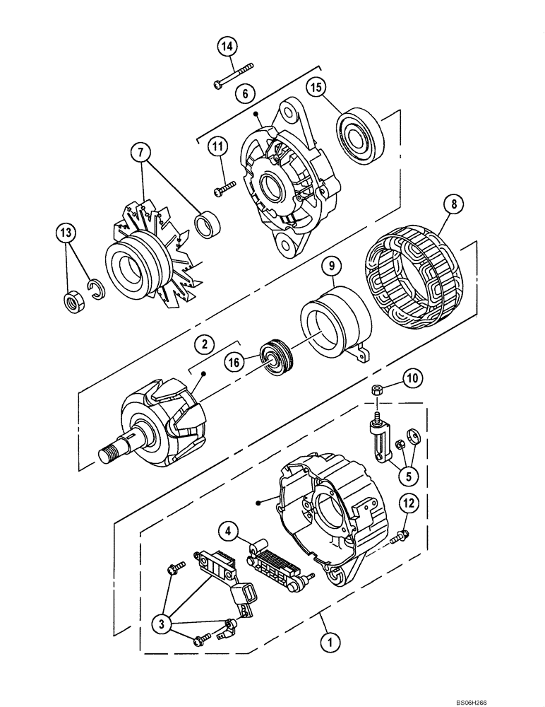 Схема запчастей Case CX210N - (04-02) - 426829A1 ALTERNATOR ASSY (04) - ELECTRICAL SYSTEMS