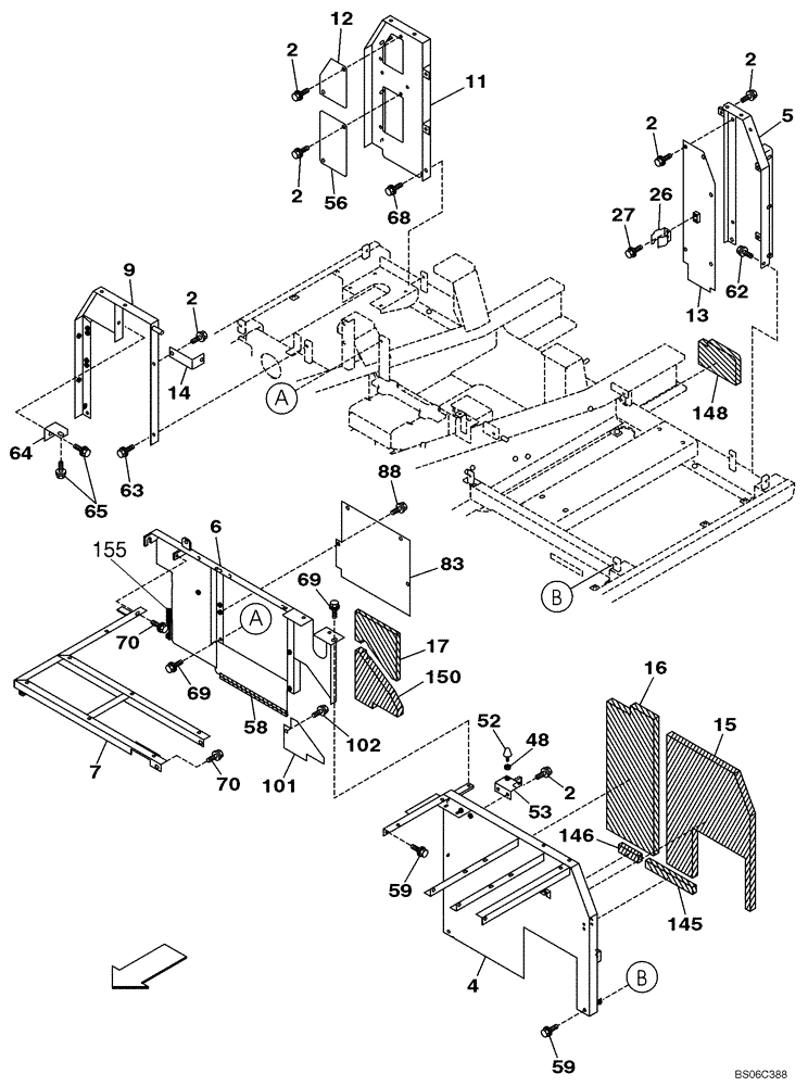 Схема запчастей Case CX210 - (09-05) - FRAMES, COVERS - INSULATION (09) - CHASSIS