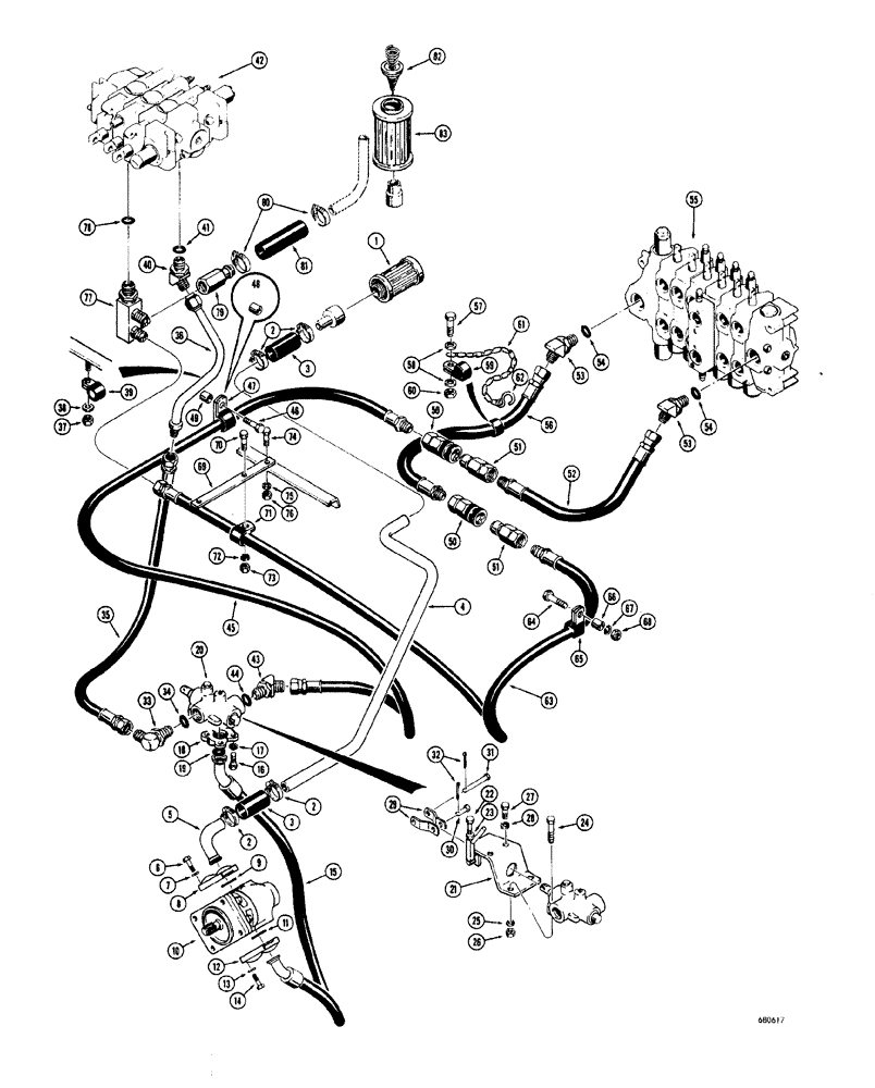 Схема запчастей Case 34 - (134) - BASIC BACKHOE HYDRAULICS 