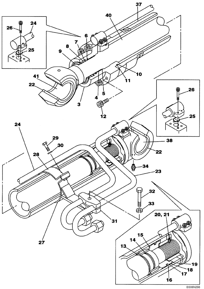 Схема запчастей Case CX240BLR - (08-087) - CYLINDER ASSY, BOOM, RIGHT HAND (08) - HYDRAULICS