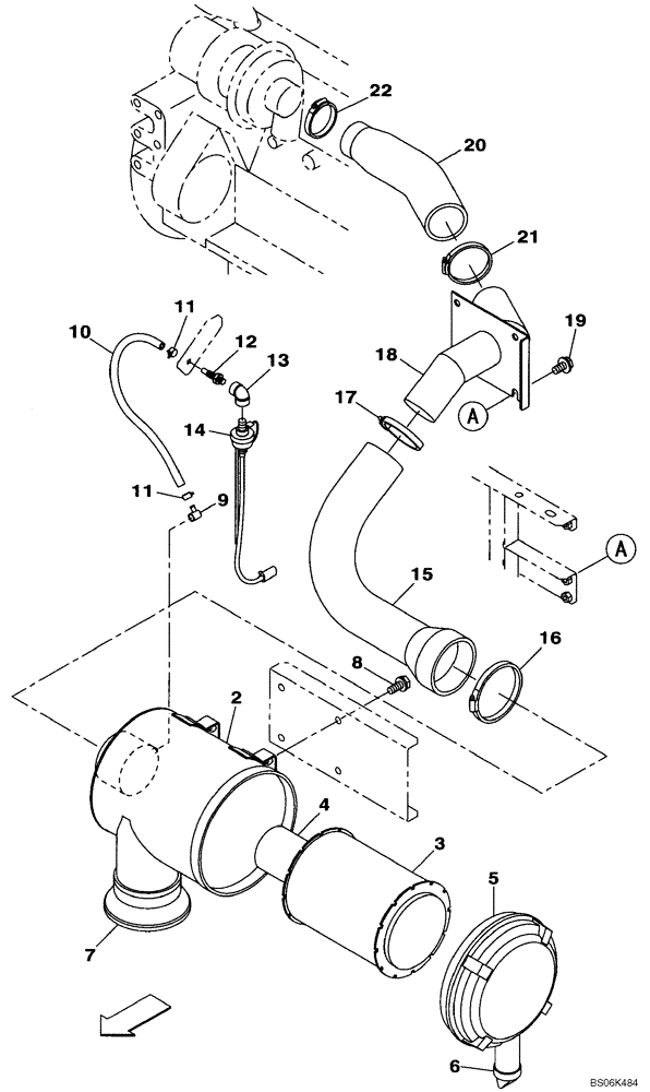 Схема запчастей Case CX240BLR - (02-02) - AIR CLEANER - WITHOUT NOISE REDUCTION COVERS (02) - ENGINE