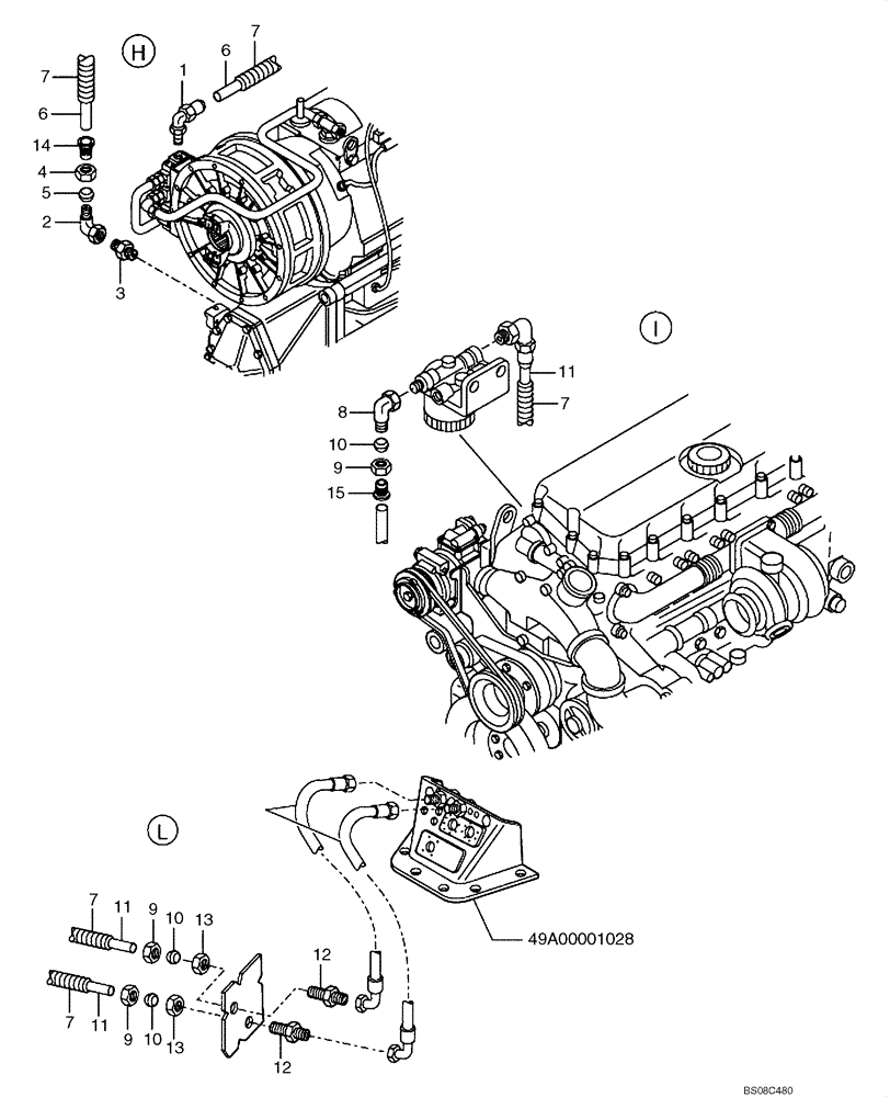 Схема запчастей Case 335B - (49A03011027[001]) - FRONT FRAME ( I H L) PNEUMATICS (SIMPLE MUX HHD0335BN8PG58100 AND AFTER) (87751002) (09) - Implement / Hydraulics / Frame / Brakes