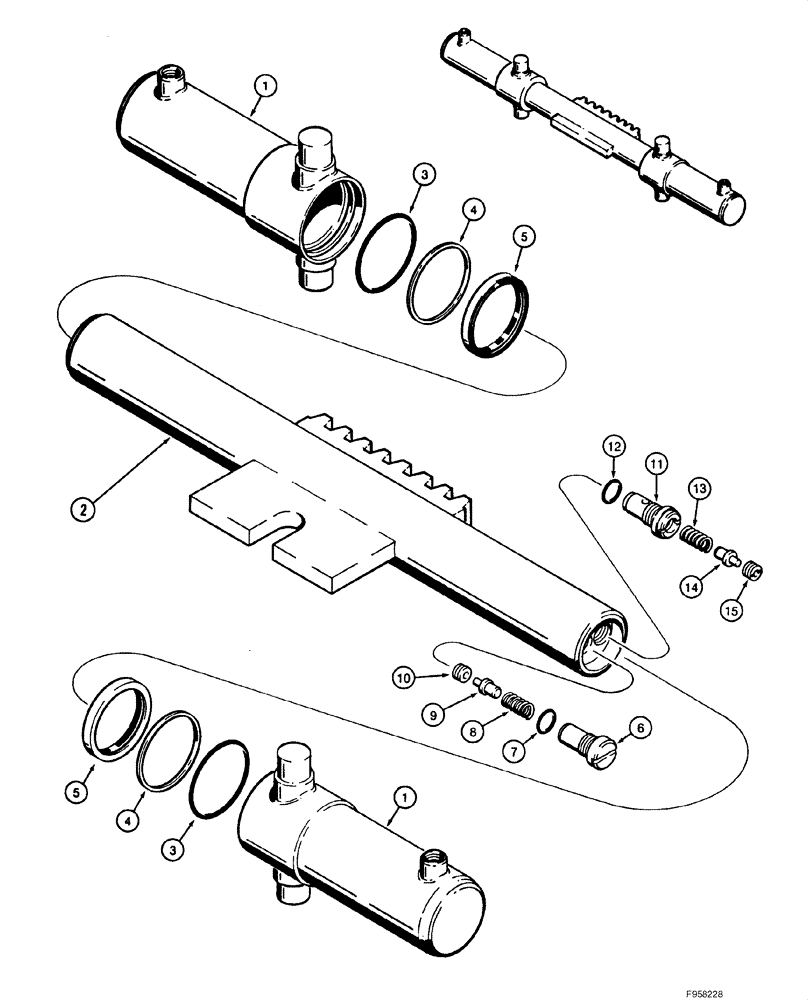 Схема запчастей Case 1840 - (08-48) - CYLINDER ASSY - SWING (D100, D100XR) (08) - HYDRAULICS