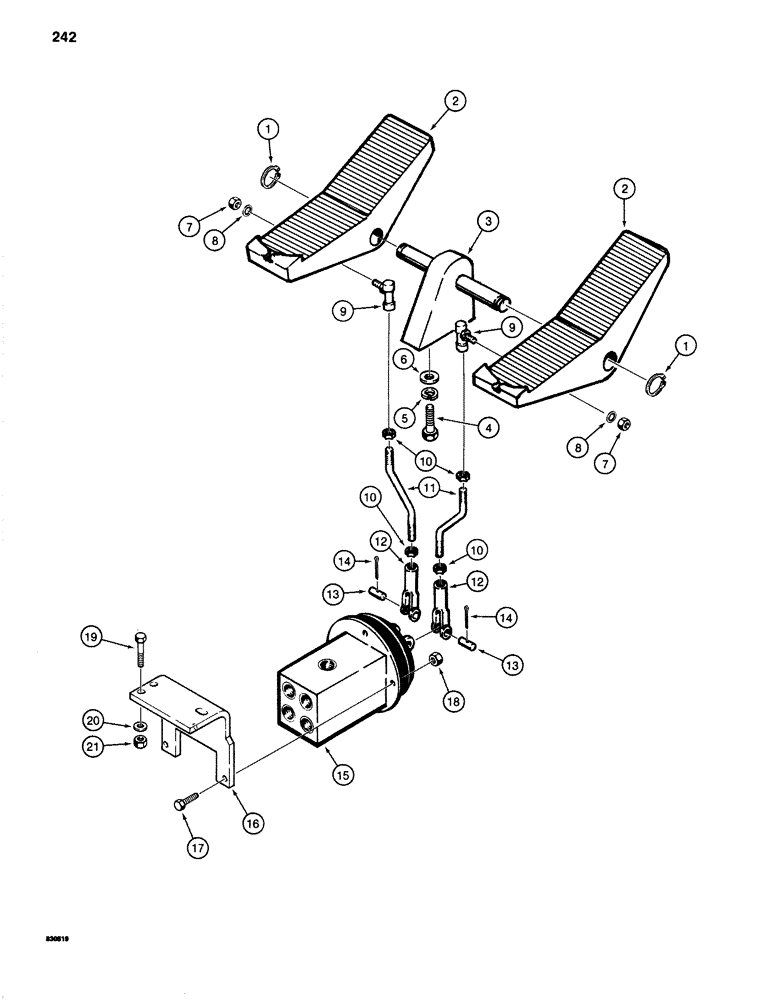 Схема запчастей Case 1280 - (242) - FOOT PEDAL CONTROLS (05) - UPPERSTRUCTURE CHASSIS