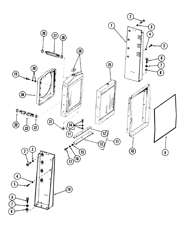 Схема запчастей Case 50 - (2-10) - RADIATOR, OIL COOLER AND HOSES (02) - ENGINE