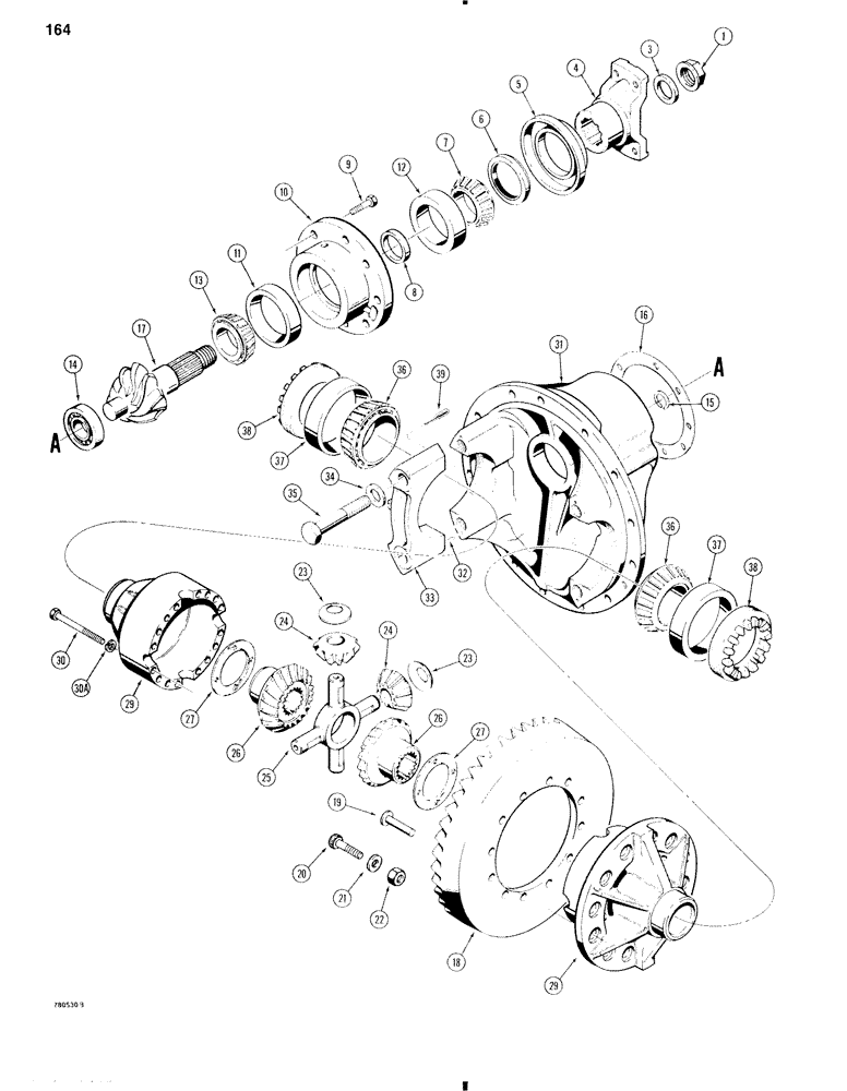 Схема запчастей Case W11 - (164) - L110131 AND L110132 AXLE, DIFFERENTIAL (06) - POWER TRAIN