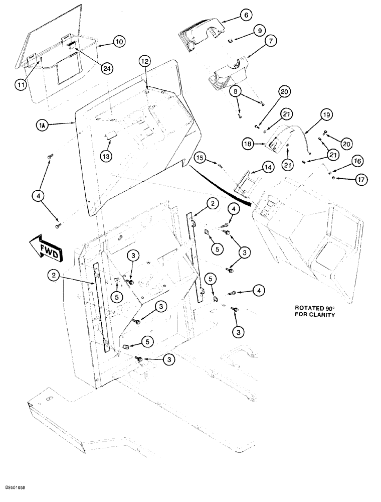 Схема запчастей Case 580SL - (4-022) - FRONT INSTRUMENT PANEL AND COVERS (04) - ELECTRICAL SYSTEMS