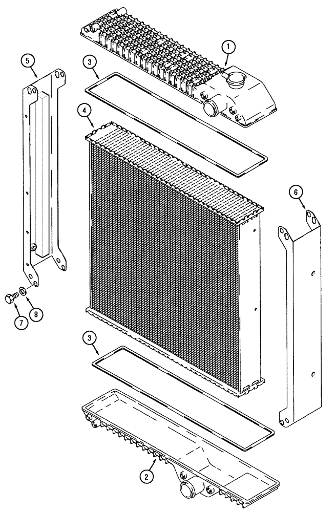 Схема запчастей Case 6030 - (02-04) - RADIATOR (02) - ENGINE