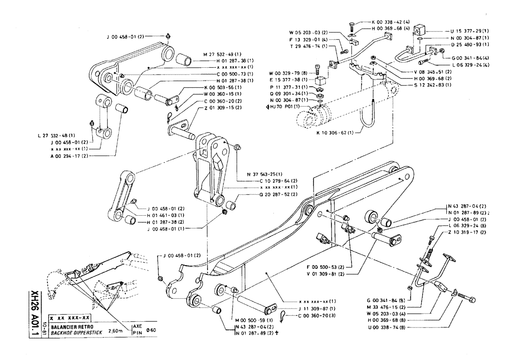 Схема запчастей Case 75C - (XH26 A01.1) - BACKHOE DIPPERSTICK - 2,60 M, PIN Ø 60 (14) - DIPPERSTICKS