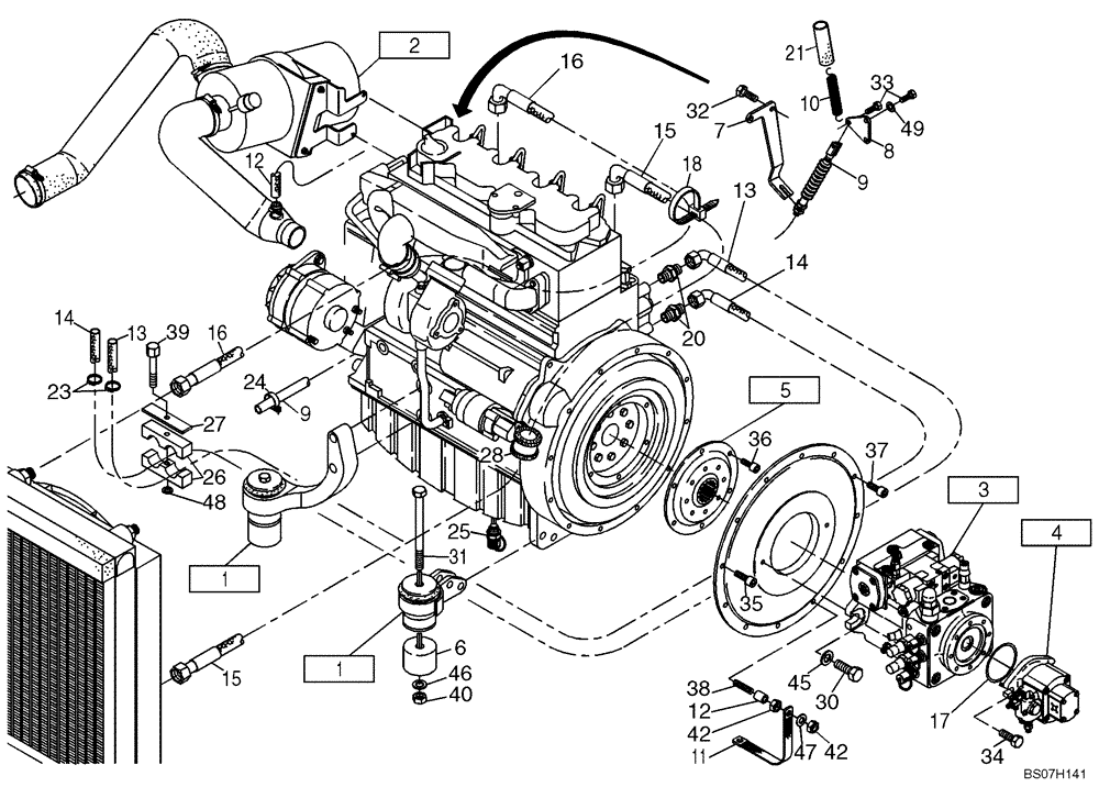 Схема запчастей Case 221E - (13.011[2991458000]) - MOTOR MOUNTING PARTS (10) - ENGINE