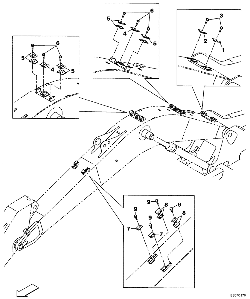 Схема запчастей Case CX290B - (09-37[02]) - CLAMPS - BOOM (09) - CHASSIS/ATTACHMENTS