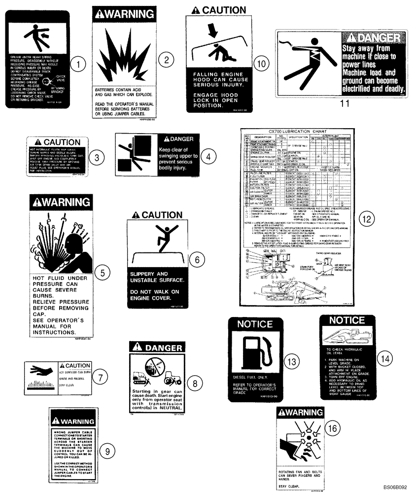 Схема запчастей Case CX700 - (09-402-00[01]) - DECALS - WARNING (09) - CHASSIS/ATTACHMENTS