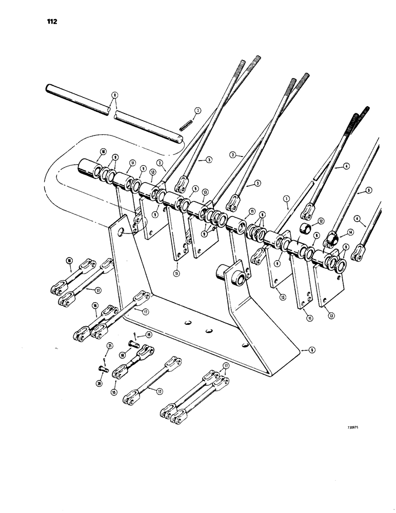 Схема запчастей Case 1450 - (112) - TRANSMISSION LINKAGE AND BELLCRANKS, BEFORE TRACTOR SN 8379501 (06) - POWER TRAIN