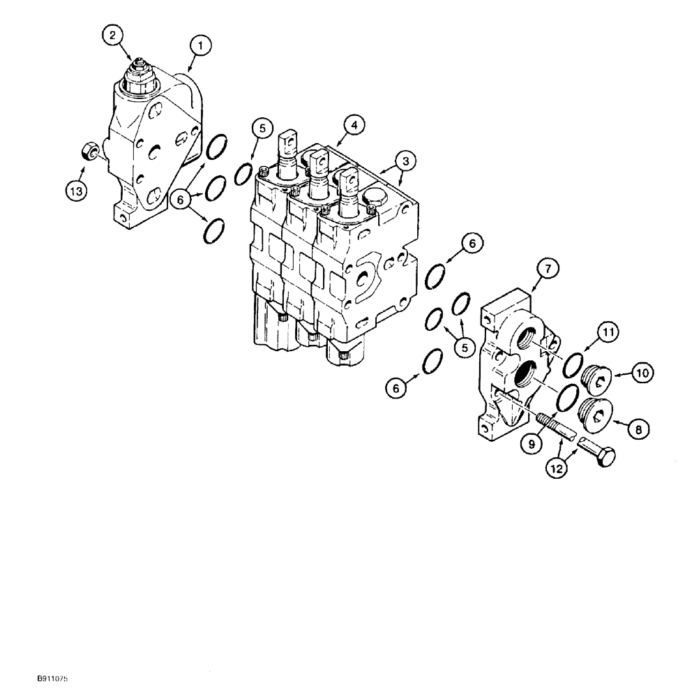 Схема запчастей Case 550G - (8-34) - THREE SPOOL CONTROL VALVE (07) - HYDRAULIC SYSTEM