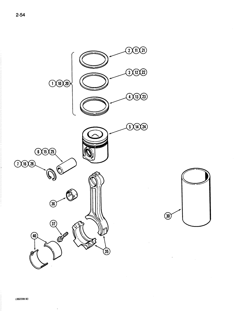 Схема запчастей Case 780C - (2-54) - PISTONS, 6T-590 ENGINE (02) - ENGINE