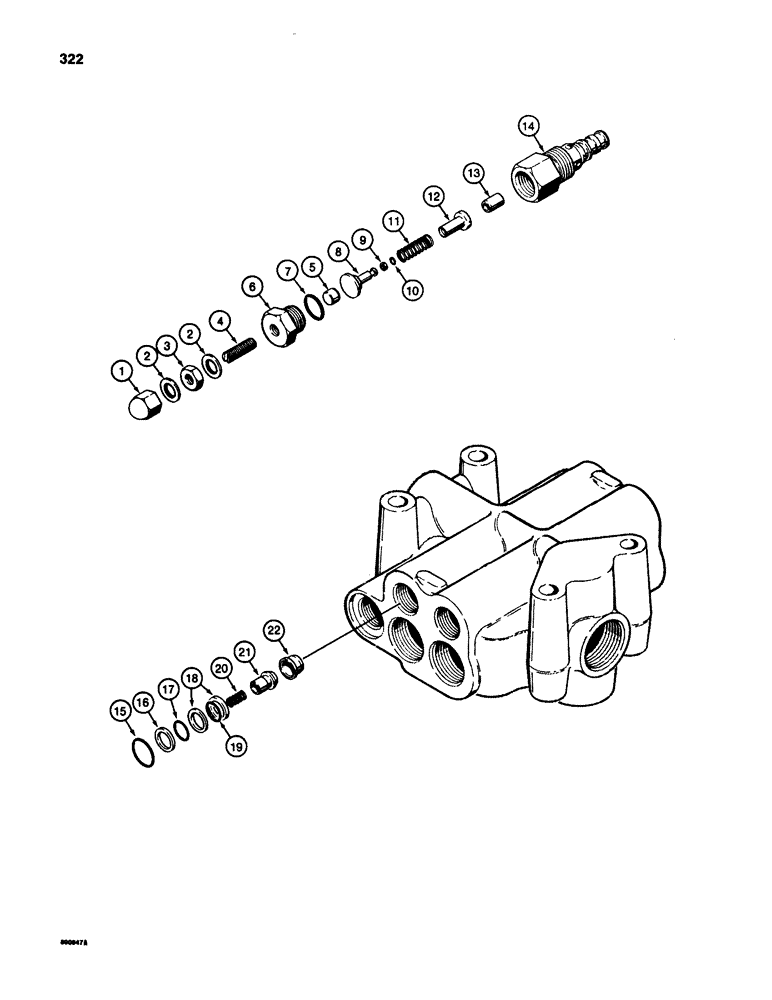 Схема запчастей Case 580SD - (322) - PARKER LOADER CONTROL VALVE, CIRCUIT RELIEF VALVE AND LOAD CHECK VAVLE (08) - HYDRAULICS