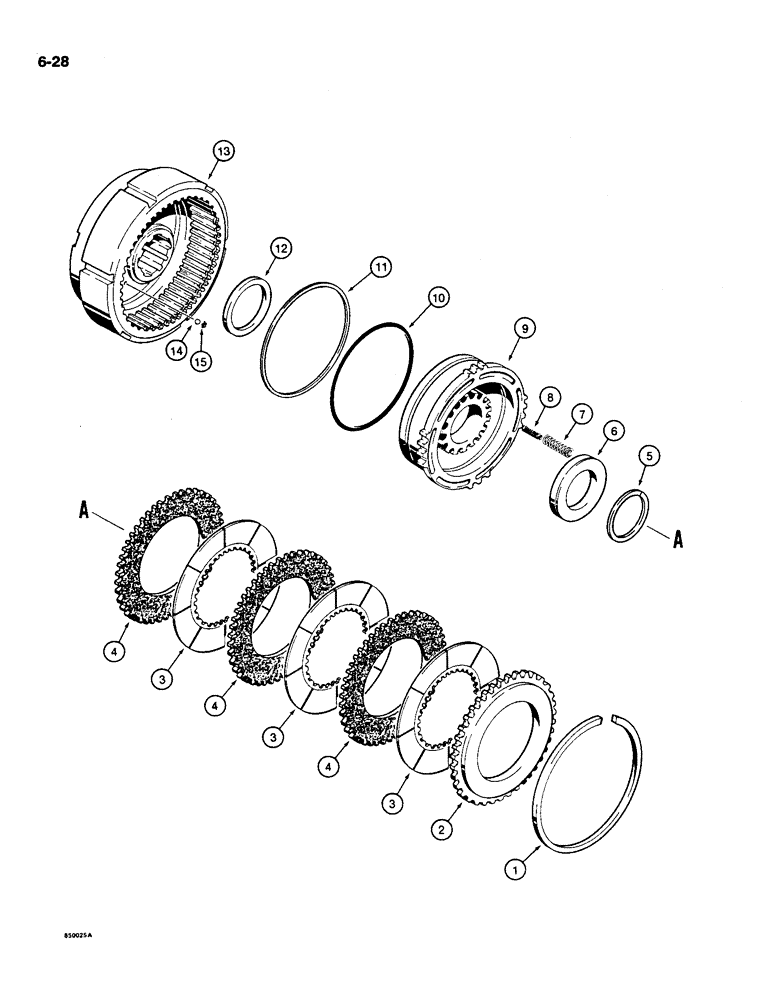 Схема запчастей Case 550 - (6-28) - TRANSMISSION FORWARD AND REVERSE CLUTCH ASSEMBLIES (06) - POWER TRAIN