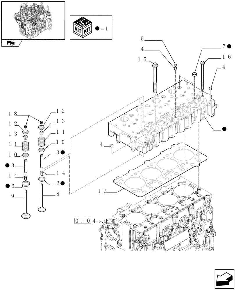 Схема запчастей Case 221E - (0.06.0) - CYLINDER HEAD & RELATED PARTS (01) - ENGINE