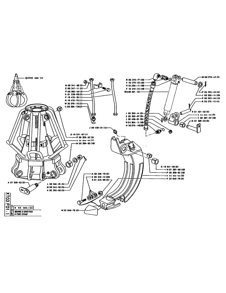 Схема запчастей Case 160CL - (353) - 5-TINE GRAB (18) - ATTACHMENT ACCESSORIES