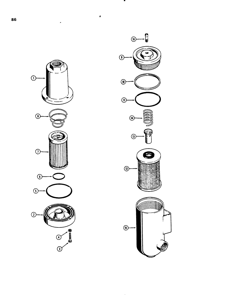 Схема запчастей Case 450B - (086) - TRANSMISSION OIL FILTERS, D35144 TRANSMISSION OIL SCREEN (03) - TRANSMISSION