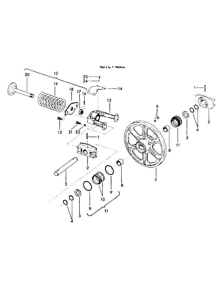 Схема запчастей Case 40EC - (B10) - IDLER WHEEL AND TRACK ADJUSTER, (USED ON UNITS WITH SERIAL (04) - UNDERCARRIAGE