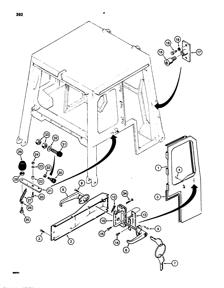 Схема запчастей Case 850B - (392) - CAB, DOORS AND RELATED PARTS (05) - UPPERSTRUCTURE CHASSIS